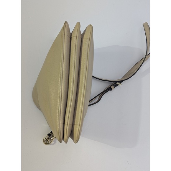 Kate Spade New York Triple Gusset Crossbody Bag Beige Pebbled Leather WKRU5503 - Picture 7 of 16